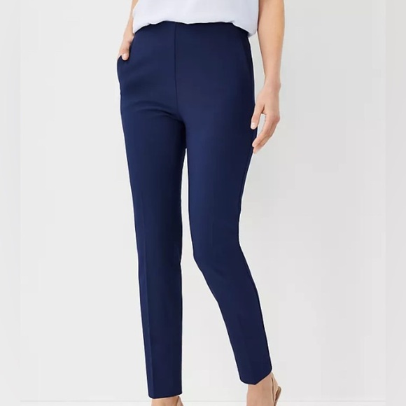 NWOT Ann Taylor Navy Blue Slim Fit Side Zipper Pants with Pockets (2) - Picture 1 of 10
